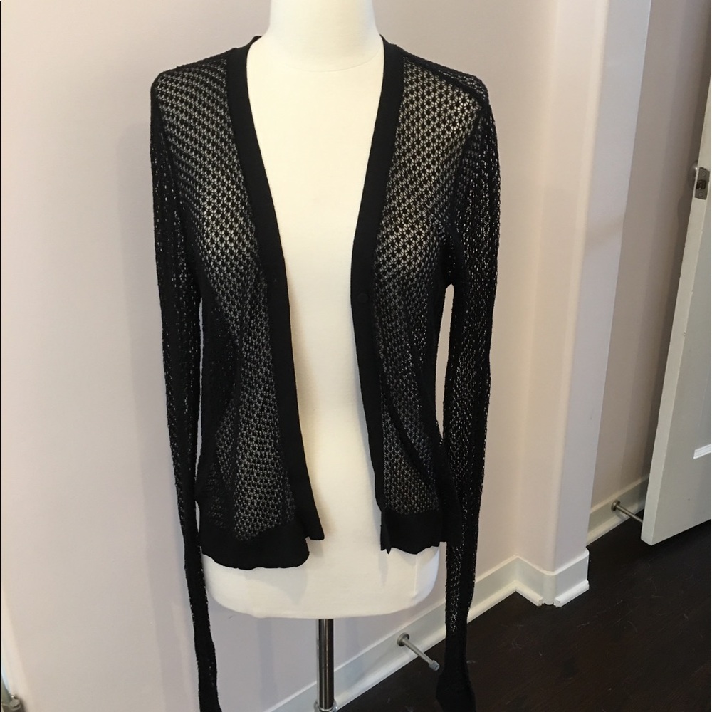 Herve Leger black mesh cardigan sweater